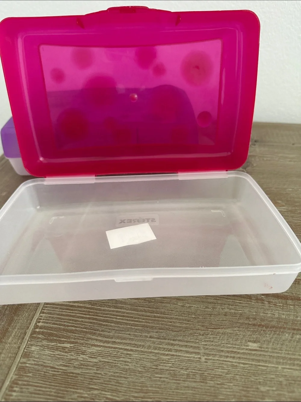 Stackable Pink and Purple Plastic Storage Boxes - Home Organization